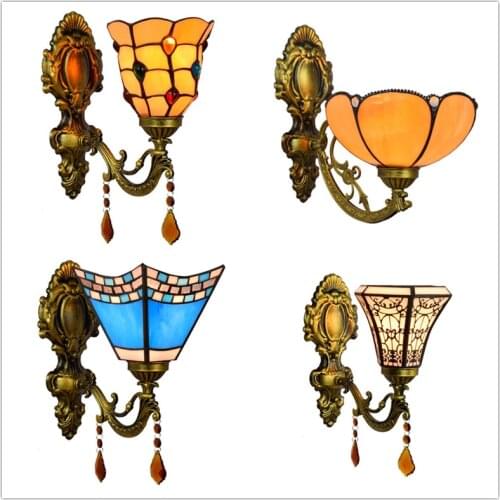 Arabic style creative mirror lamp European pastoral crystal bedside bar hotel aisle wall lamp
