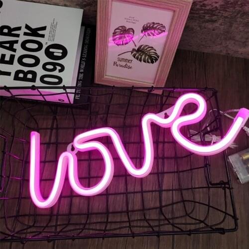 Love Shape LED Neon Light Battery or USB Powered Confession Valentines Proposal Wedding Party Holiday Decoration Night Lamp