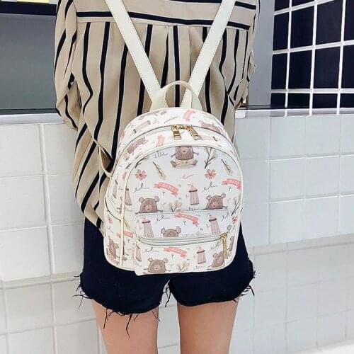 Cartoon Pattern Backpack Women Small Bagpack School Bag College Student Book Bag High Quality for Teenage Girls Ladies Mochila