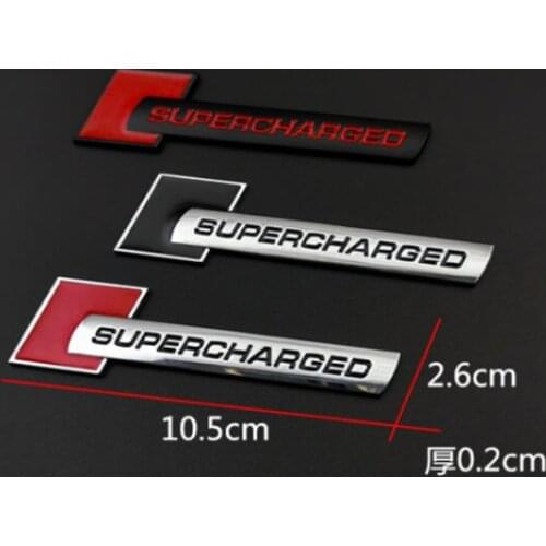 Metal Red Black Diamond Block Badge Bar Auto Emblem SUPERCHARGED Car Styling Trunk Fender Logo Sticker