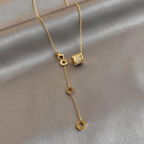 Fashion Charm Roman Numeral Crystal Necklace For Woman Temperament stainless steel Pendant Necklace Jewelry