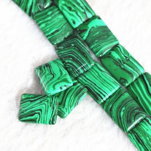 Fashion artificial green malachite stone 13*18mm new rectangle shape beads diy popular gifts jewelry making B365