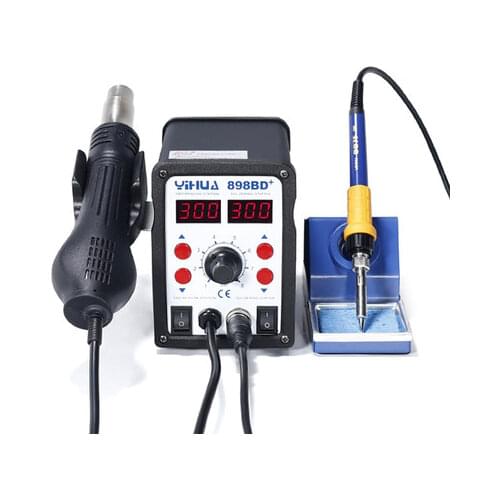 YIHUA 898D+ 2 in1 Rework Station Hot Air Gun + Solder Iron SMD Hot Iron Soldering Station