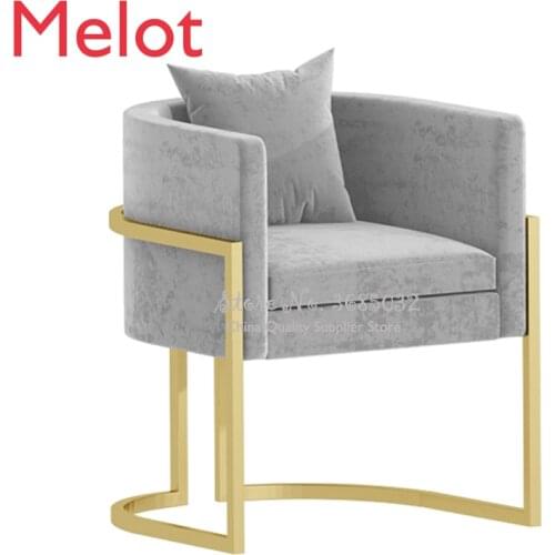 Customizable Nordic Ins Nail Chair Pink Comfortable Sofa Golden Leg with Pillow for Beauty Salon Shop