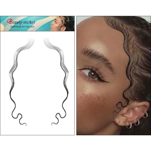 New 5 Styles Baby Hair Temporary Tattoos Sticker DIY Natural Curly Hair Edges Longlasting Waterproof Template Hair Accessories