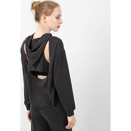 Yoga clothes Shirt Winter Loose sports long sleeves Womens hooded suit tops wear running fitness clothes blouse