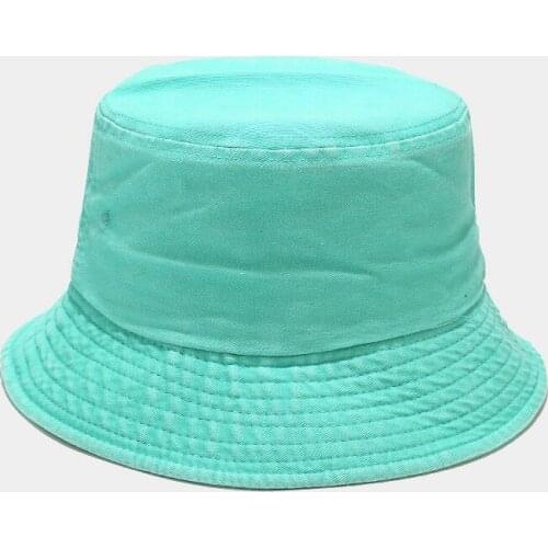 Washed denim blank bucket hat hip hop solid cotton panama casual unisex streetwear summer hat cap outdoor beach sunhat dropship