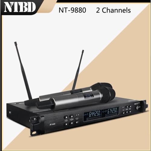 NTBD Stage Performance Professional Dual Wireless Microphone System Long Distance Large Screen a two Wireless Microphone