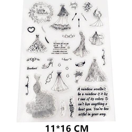 2021 New Mermaid Wedding Dress Clear Stamps DIY Scrapbooking Craft Supplies Rubber Silicon Seals Album Hobby ink pad Stamping