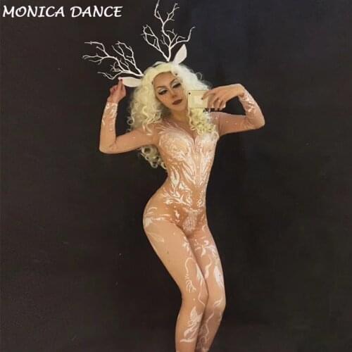 Christmas Sexy Jumpsuit Nightclub Stage Wear for Singer Dancer Cosutme Nightclub Party Show Bodysuit Celebrate Clothing