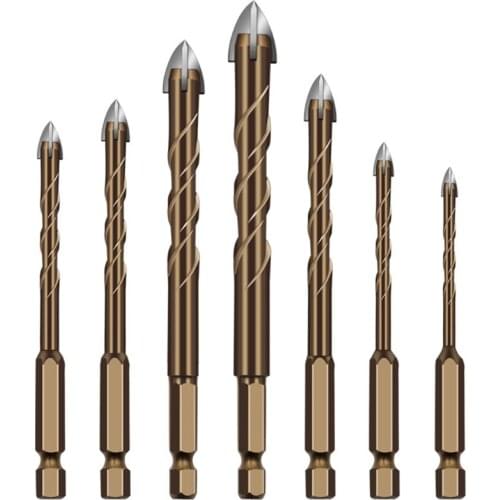 Hexagonal Shank Spiral Groove Cross Ceramic Glass Drill Bit Tool Widened Set Cemented carbide Widened Tool