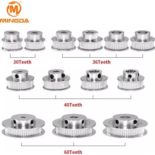GT2 Timing Pulley 30 36 40 60 Tooth Extruder Wheel Bore 5mm 8mm Aluminum Gear Teeth Width 6mm Parts For Reprap 3D Printers Part