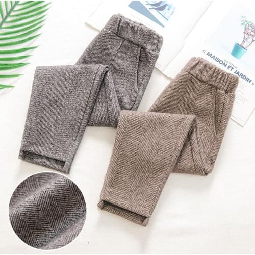 Girls Pants Kids Autumn Spring Clothes solid children pants for baby girl trousers 110~160 grey maonizi