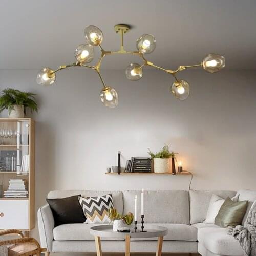 Modern LED Chandelier for Living Room Kitchen Loft Villa Glass Ball Nordic Hanging Pendant Lamp Bedroom Lighting Fixture Lustre