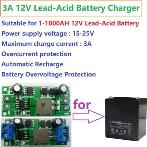 3a 12v 1-1000ah Lead-Acid Battery Battery Charger Module For Ups Car Solar Motorcycle Electric Road Car Charging
