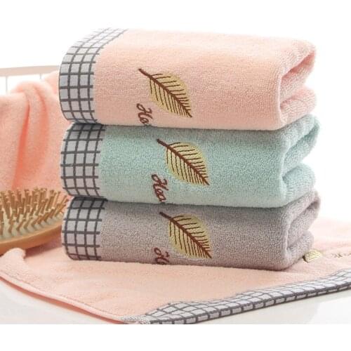 T005A Free shipping Strong Absorbent Thick embroidered leaf plaid Cotton Bath Towel Beach Towel Soft Face Towel