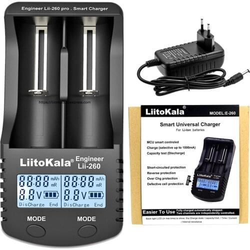 Liitokala lii-260 18650 Charger lii260 For 3.7V 18650 26650 10440 14500 16340 17500 Rechargeable Battery