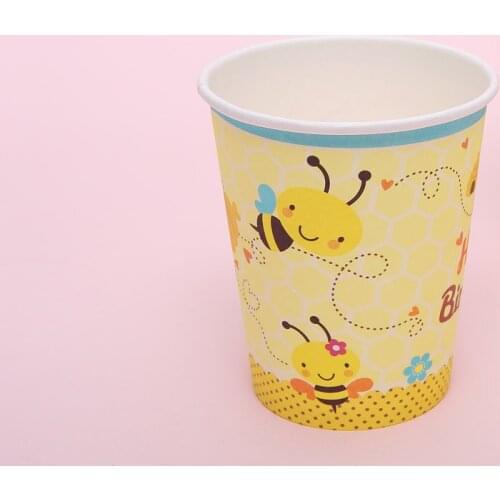 10pcs Bee Paper Disposable Cups Birthday Party Tableware Baby Shower