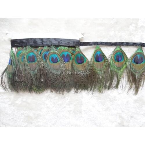 10Yards/lot Natural Peacock Feather Fringe-For DIY Art Crafts, Carnival,Cosplay, Costume, Millinery & Fashion
