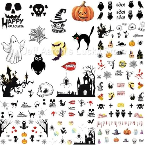 12 Sheets beauty Halloween water transfer nail art stickers decals nails decorations manicure tools pumpkin skull design 1105