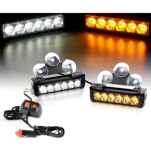12 LED Emergency Strobe Light Bar Beacon Warning Vehicle Car Strobe Flashing Light for Interior Windshield/Grille