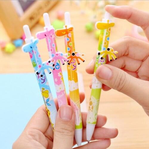 4pcs/lot Kawaii cartoon color 3D Giraffe press style Ballpoint pen ball pen Students' DIY Drawing pen office school supplies