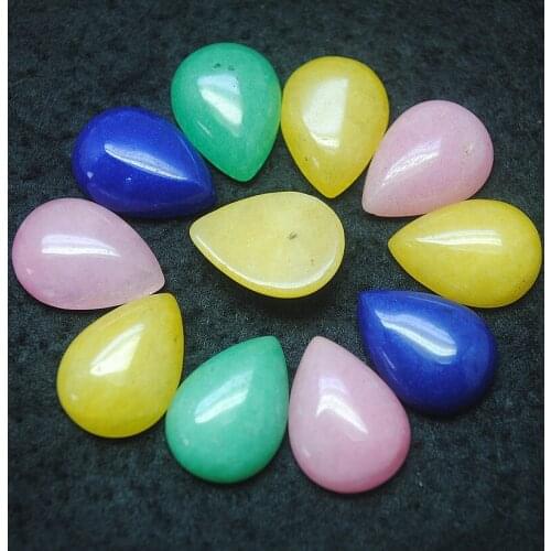 7pcs nature jade stone mix colors by randoms size 13x18mm dropwater shape loose gem stone cab no hole for women pendants making