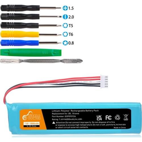 6000mAh Battery for JBL Xtreme Speaker 7.4V 44.4Wh GSP0931134 with Install Tools