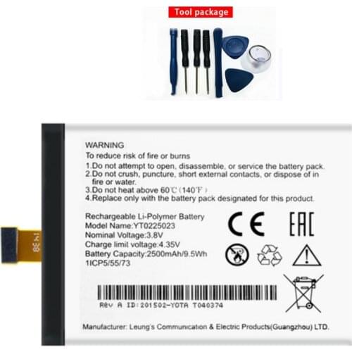 2500mah Original size battery for Yotaphone 2 YD201 YD206 YT0225023 Phone Rechargeable Battery+TOOL