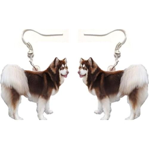 Alaskan Malamut Dog Acrylic Earrings Fashion Women Ladies Girl Gift Jewelry Dangle Pendant Big Drop Fly Wing Earring Lady Party