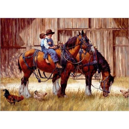 5d Diamond Embroidery Children Ride Horse Diy Diamond Painting Cross Stitch full square round Rhinestones Pasted Paintings