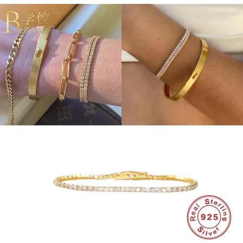 BOAKO Crystal CZ Bracelet For Women Charm Bracelets 925 Sterling Silver Bracelet Cheville Girl Jewelry Silver Bracelet Cheville