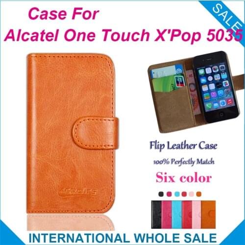 New Arrival 6 Colors Stand Case 100% Customed 100% Special Leather Case for Alcatel One Touch X'Pop 5035 OT5035 OT5035