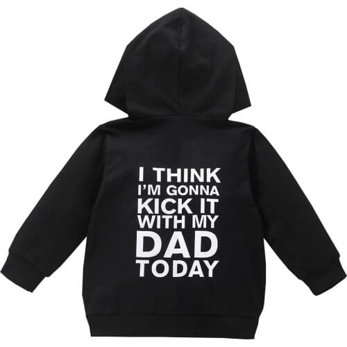 1-6Y Kid Baby Boys Hoodies Jacket Long Sleeve Hooded Zipper Back Letter Print Casual Outfits