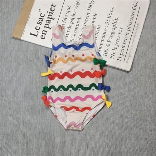 Childrens swimsuit baby one-piece swimsuit girl bow colour pattern printing