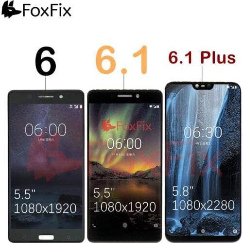 FoxFix Display For Nokia 6.1 Plus LCD Display Touch Screen X6 2018 TA-1045 TA-1050 Screen For Nokia 6 6.1 Plus Display Replace
