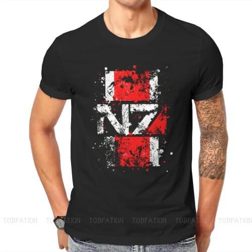 Mass Effect Commander Shepard Asari Game TShirt for Men N7 Splatter Soft Leisure Tee T Shirt High Quality Trendy Fluffy
