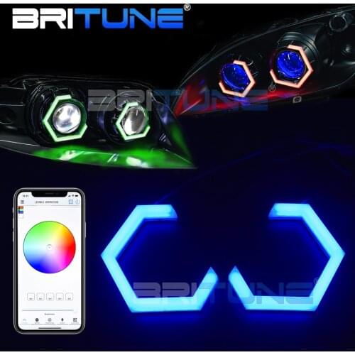 Hex RGB Angel Eyes Car Lens Bluetooth Halo Tuning DRL APP Controlled 70mm 80mm 86mm 90mm Projector Car Lights Accessories DIY