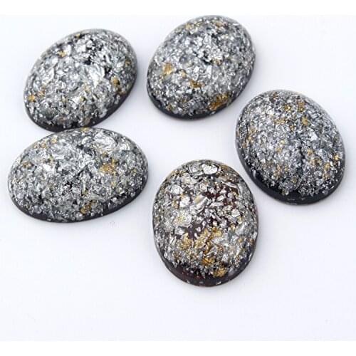 10pcs Classic Gold Leaf Earring Findings Resin Oval Flatback Cabochon Ring Settings Bead Diy Crafts Patch Jewelry Accessories