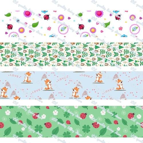 Cartoon animals pattern printed grosgrain ribbon/16mm printed elastic foe ribbons DIY hair bows Sewing webbing 50 yards