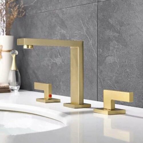 Bathroom Basin Faucet Brass Sink Mixer Tap Hot & Cold Lavatory Crane Vessel Dual Handle Bathtub Faucet Brushed Gold Chrome/Black