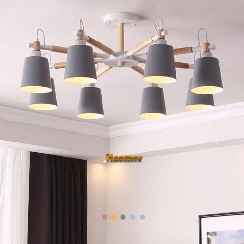 Beautiful Nordic Minimalist Pendant Lights simple living room hanging lamp E27 iron wood