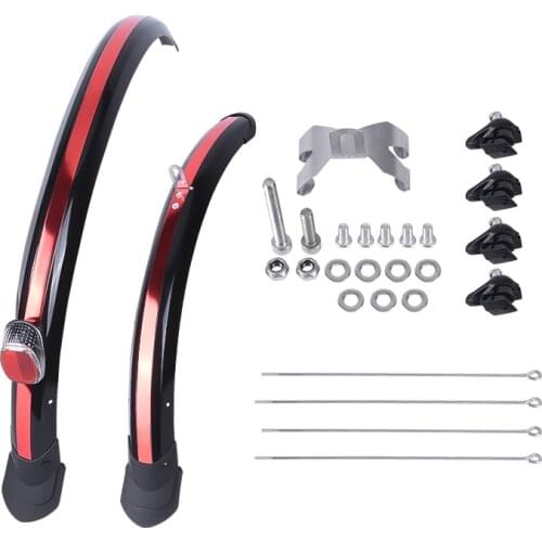 20 inch Folding Bike Mudguard fender 2PCS Front Rear Cycling Bike Mud Guard MTB Bicycle Wings With Rear Light Bike Accessories
