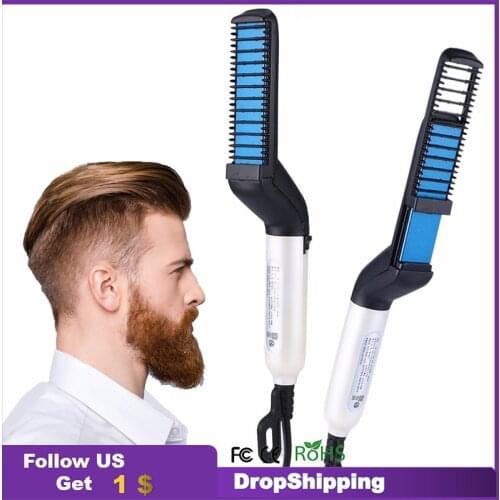 Multifunctional Men Beard Straightener Portable Quick Heating Electric Hot Hair Beard Brush Anti-Scald Beard Style Comb for Man