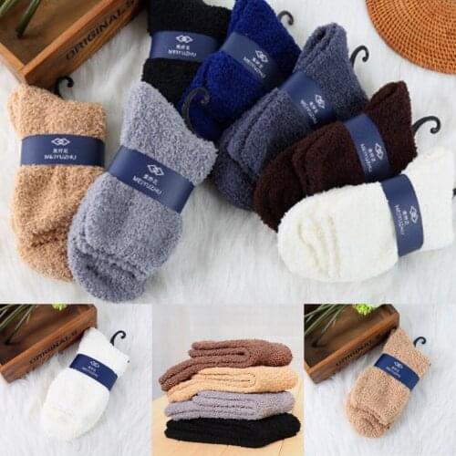 7 Colors Soft Cozy Cashmere Velvet Socks Male Female Winter Warm Sleep Bed Floor Home Socks For Men Women