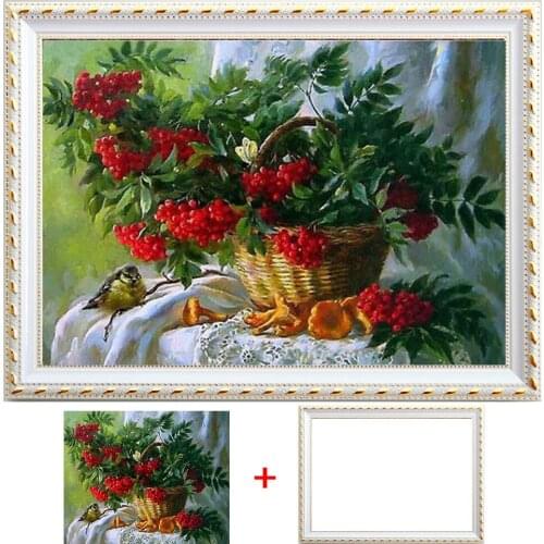 Framed Diamond Painting Landscape Embroidery Crystal Diamond Embroidery Scenery Full Round Crystal Mosaic Beaded Painting