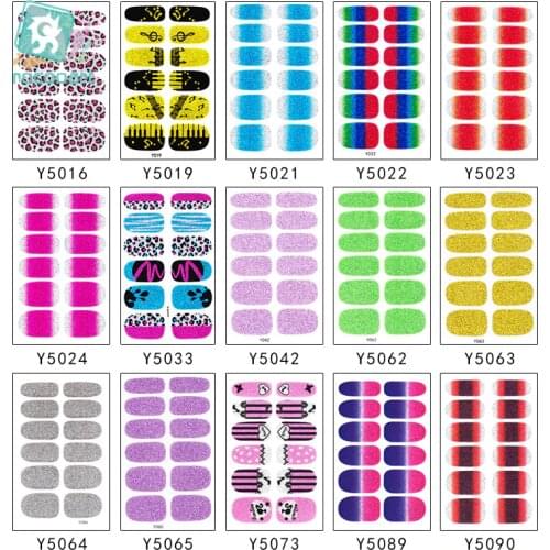 Wholesale Y50/51 Series-10pcs Laser Nail Wraps Sticker Coloful nail Full Self Adhesive Nail Foils Decoration Art Decals