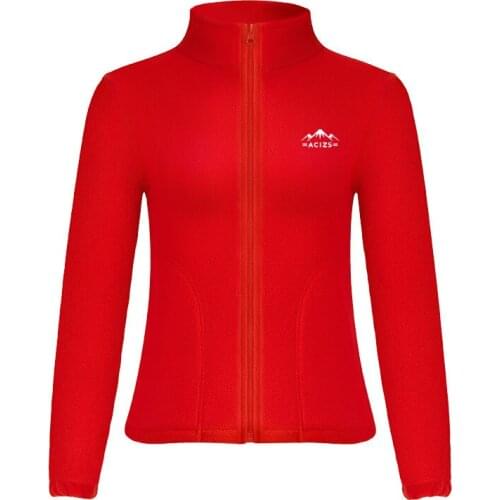 Autumn Winter Polar Fleece Jacket Womens Zipper Cardigan Solid Color Sports Stand-up Collar Double-sided Fleece Thermal Coat