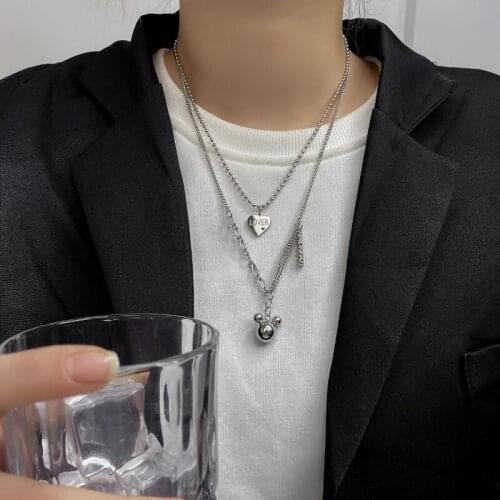 Titanium Steel Personalized Love Letter Necklace Men and Women Cute Cartoon Animal Pendant Autumn and Winter Jumper Chain