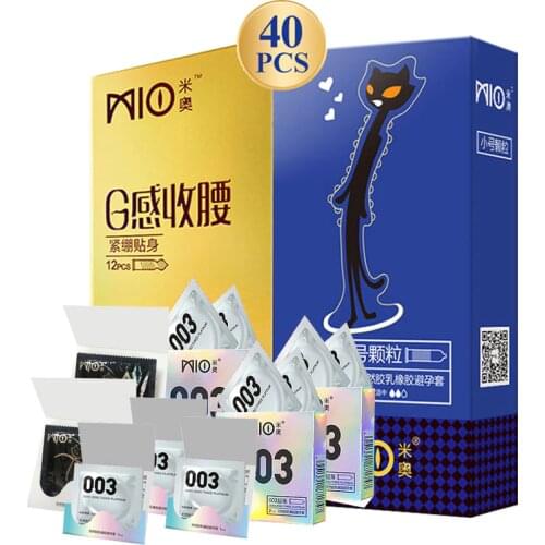 MIO 3D Delay 49mm Condoms Ultra Thin G-Spot Stimulate Lubricated Big Dotted Delay Natural Rubber Latex Penis Sleeve Sex For Men